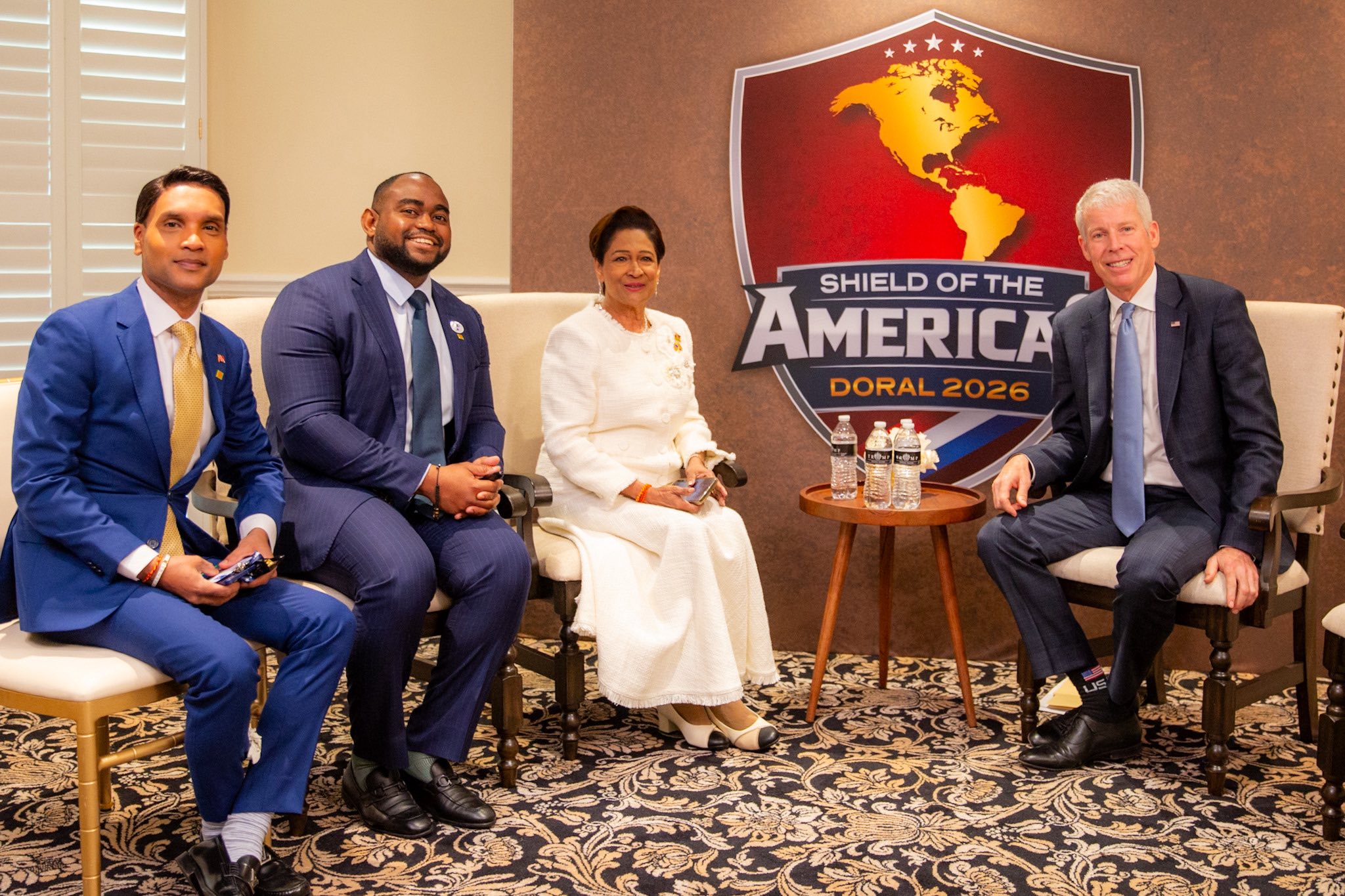 US Energy Secretary, with Prime Minister Kamla Persad-Bissessar and her delegation.