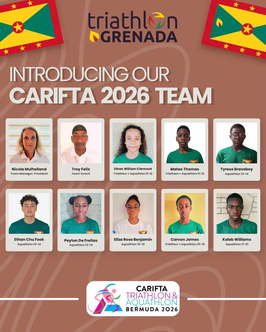 Grenada Carifta triathlon team